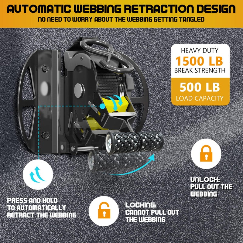 قطعتان من أشرطة السقاطة القابلة للسحب، متوافقة مع حزام تأمين السحب التلقائي Ford F150 2015-2025، أشرطة ربط مدمجة قابلة للسحب للأسفل لـ F250/F350/F450/F550، أشرطة سقاطة لسرير الشاحنة قابلة للسحب - Image 3